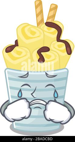 Une glace crayeuse banana rouleaux dessin animé mascotte style Illustration de Vecteur