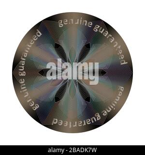 Hologramme noir garanti rond authentique, autocollant vectoriel Illustration de Vecteur