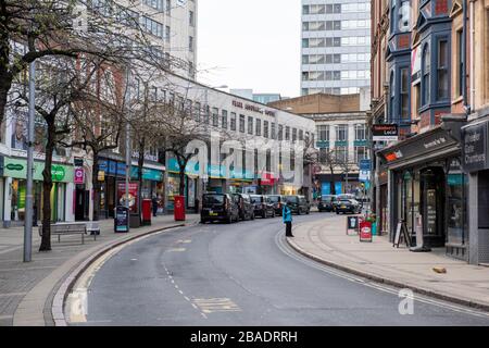 Vider Wheeler Gate un samedi après-midi pendant la pandémie de COVID 19 de Coronavirus, mars 2020, Notinghamshire Angleterre Royaume-Uni Banque D'Images