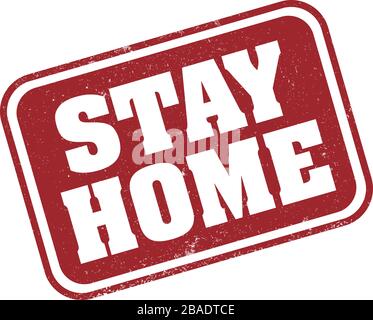 Red grungy STAY HOME Stamp, distanciation sociale pendant le concept de pandémie de coronavirus Illustration de Vecteur