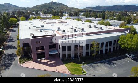 Vue aérienne générale de la Mamba Sports Academy, jeudi 26 mars 2020, à Thousand Oaks, en Californie Kobe Bryant et fille Gianna Bryant, se dirigeaient vers le complexe sportif lorsque dimanche 26 janvier 2020, ils faisaient partie des personnes tuées dans un hélicoptère lors d'un hélicoptère Sikorsky S-76 B, Piloté par Ara Zobayan, s'est écrasé à environ 30 miles au nord-ouest du centre-ville de Los Angeles, en route de l'aéroport John Wayne à l'aéroport de Camarillo. (Photo par IOS/Espa-Images) Banque D'Images