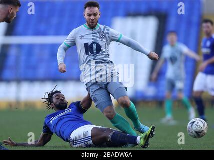 Adam Armstrong, de la ville de Birmingham, Jacques Maghoma et Blackburn Rovers, lors du troisième match de la coupe FA au stade du Trophée St Andrew's billion Banque D'Images