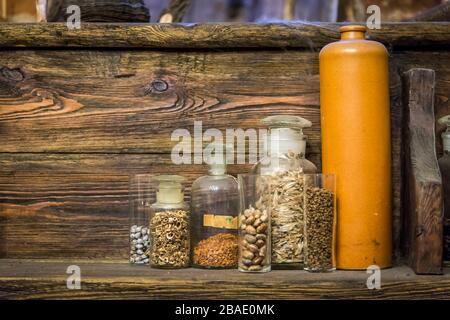 Magic potion ingrédients, musée de pharmacie à Wroclaw, Pologne Banque D'Images