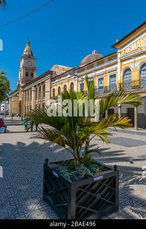 Plaza 14 de Septiembre, ou place principale du 14 septembre avec la cathédrale métropolitaine, la Catedral Metropolitana, Cochabamba, Bolivie, Amérique latine, Banque D'Images