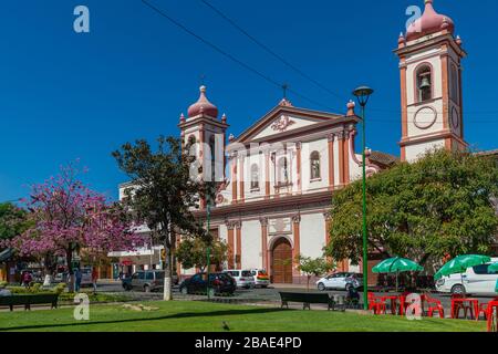 Plaza Colon ou place Colon, Église catholique El Hospicio, Cochabamba, Département Cochabamba, Andes orientales, Bolivie, Amérique latine Banque D'Images