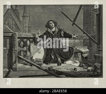 Nicolaus Copernicus (Nikolaus Kopernikus; Niklas Koppernigk; 1473 – 1543) était une suite de l'ère de la Renaissance dont la théorie de l'univers a placé le Soleil r Banque D'Images