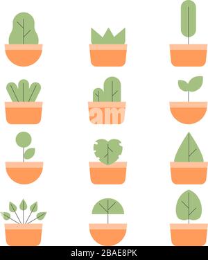 Ensemble minimaliste de plantes en pot. Illustration de Vecteur