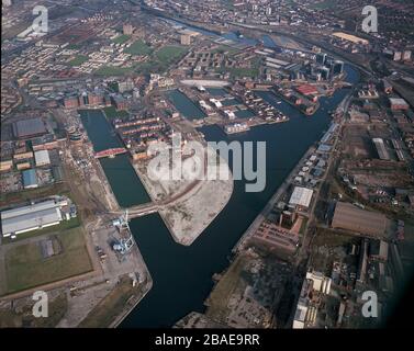 Salford Quays en 1992, montrant les très premiers jours de développement. Manchester, NW England, Royaume-Uni Banque D'Images