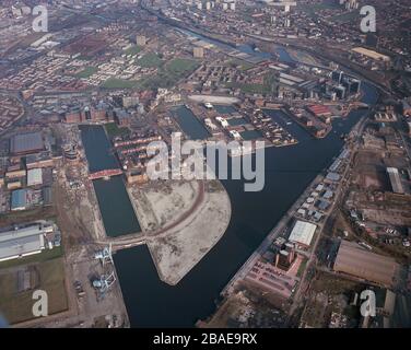 Salford Quays en 1992, montrant les très premiers jours de développement. Manchester, NW England, Royaume-Uni Banque D'Images