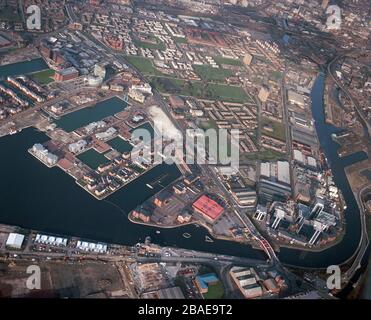 Salford Quays en 1992, montrant les très premiers jours de développement. Manchester, NW England, Royaume-Uni Banque D'Images