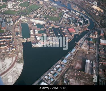 Salford Quays en 1992, montrant les très premiers jours de développement. Manchester, NW England, Royaume-Uni Banque D'Images