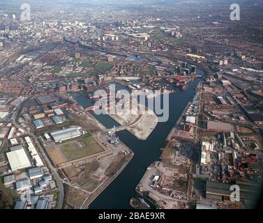 Salford Quays en 1992, montrant les très premiers jours de développement. Manchester, NW England, Royaume-Uni Banque D'Images