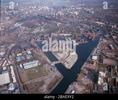 Salford Quays en 1992, montrant les très premiers jours de développement. Manchester, NW England, Royaume-Uni Banque D'Images