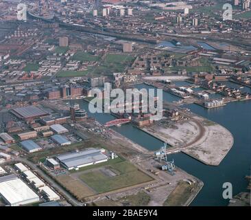 Salford Quays en 1992, montrant les très premiers jours de développement. Manchester, NW England, Royaume-Uni Banque D'Images