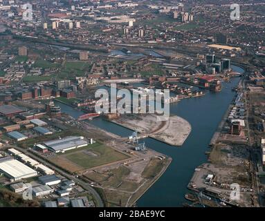 Salford Quays en 1992, montrant les très premiers jours de développement. Manchester, NW England, Royaume-Uni Banque D'Images
