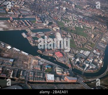 Salford Quays en 1992, montrant les très premiers jours de développement. Manchester, NW England, Royaume-Uni Banque D'Images