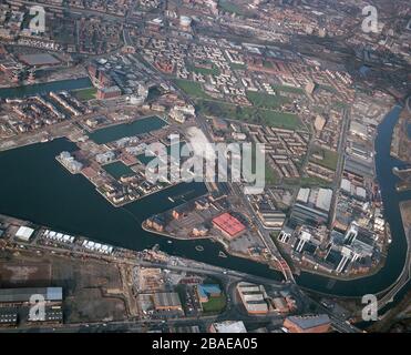 Salford Quays en 1992, montrant les très premiers jours de développement. Manchester, NW England, Royaume-Uni Banque D'Images