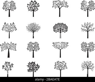 Ensemble d'arbres vectoriels noirs. Forme des plantes. Illustration vectorielle. Illustration de Vecteur