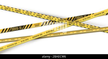 Le jaune qui s'entrecroise dans une bande noire avertissant la bande de ruban d'escrime sur fond blanc. Risque biologique. Illustration de Vecteur
