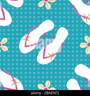 Arrière-plan à motif vectoriel transparent pour chaussures à bascule. Toile de fond de jolies étoiles de coquillages et de cowrie. Motif dessiné à la main en bleu, blanc. Impression complète pour Illustration de Vecteur