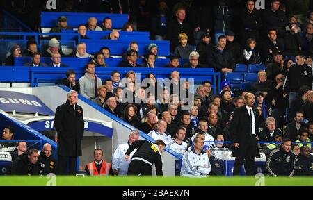 Roberto Di Matteo (à droite) et Sir Alex Ferguson, directeur de Manchester United, sur l'écran tactile Banque D'Images