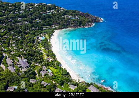 Fourseasons Resort vue aérienne Ile Mahe Seychelles Banque D'Images