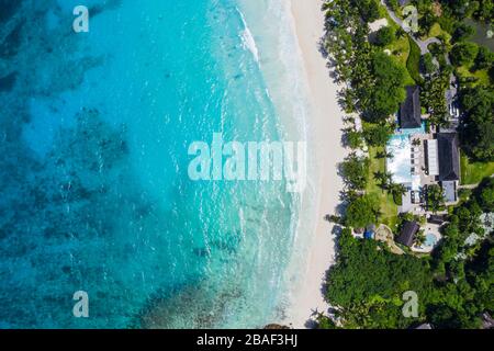 Seychelles Ile Mahe drone vue sur la plage de l'Anse petit Banque D'Images