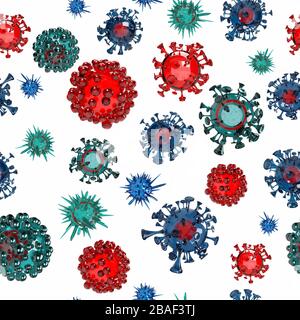 Modèle 3D abstrait transparent de virus corona scientifique Banque D'Images