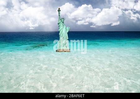 statue de new york de la liberté post nucléaire apocalypse scène avec statue de la liberté sur la plage Banque D'Images