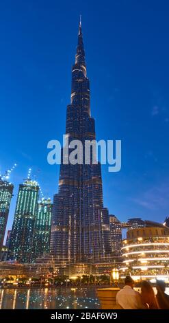 Dubaï, Émirats arabes Unis - 01 février 2020 : le Burj Khalifa à Dubaï la nuit, Émirats arabes Unis Banque D'Images