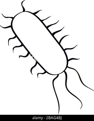 Bacillus du côlon. Tube digestif ou canal digestif montrant des bactéries, des germes ou des cellules virales. Illustration de Vecteur