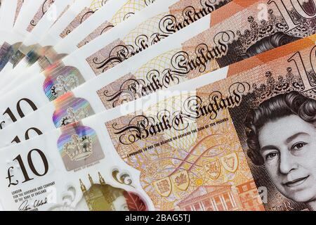 Polymer Bank of England 10 £ notes émises le 14 septembre 2017 Banque D'Images