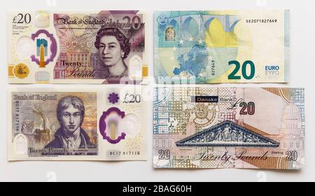 Billets de banque de l'Angleterre, de l'Union européenne et d'une banque d'Irlande du Nord Banque D'Images