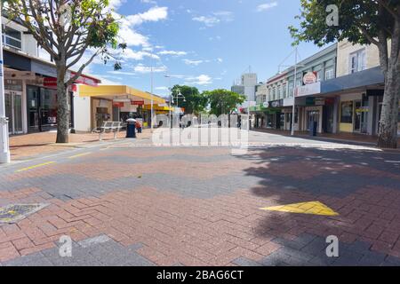 Tauranga Nouvelle-Zélande - 27 mars 2020; les rues vides de la ville laissent un sentiment étrange. Banque D'Images