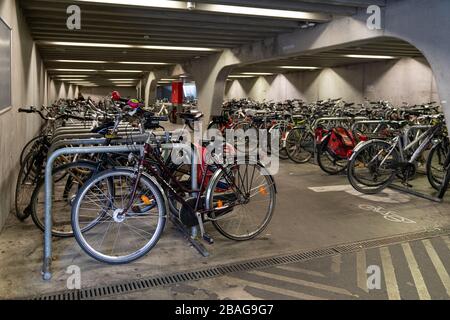 Gand/Belgique - 10 octobre 2019:parking vélo sous le pont au coeur de Gand, Belgique Banque D'Images