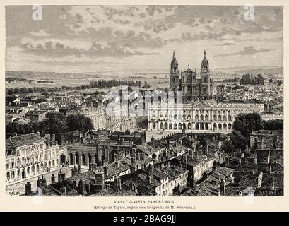 Vue panoramique générale de Nancy, capitale du département Meurthe et Moselle de la Grande-Orient, au nord-est de la France, en Europe. Vieux XIXe siècle Banque D'Images