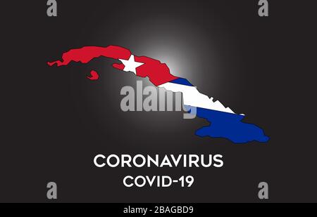 Coronavirus à Cuba et drapeau de pays à l'intérieur de la frontière de pays carte Vector Design. Carte de Covid-19 avec Cuba avec illustration vectorielle du drapeau national. Illustration de Vecteur