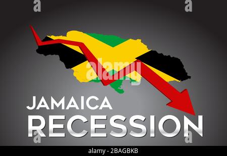 Carte de la récession de la Jamaïque crise économique concept créatif avec crash économique Arrow Vector Illustration Design. Illustration de Vecteur