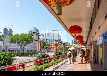 New Bridge Road, Chinatown, République de Singapour Banque D'Images