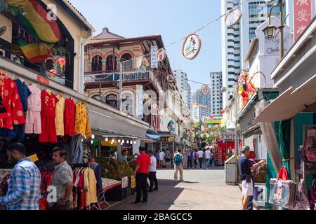 À l'angle de Trengganu et de Temple Street, Chinatown, Central Area, République de Singapour Banque D'Images