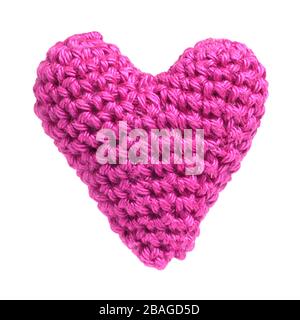 Coeur rose tricoté isolé Banque D'Images
