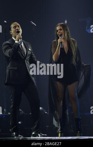 El cantante mexicano Alejandro Fernadez , durante su concierto en el MGM de las Vegas Nevada. 14 septembre 2014. Le chanteur mexicain Alejandro Fernadez, Banque D'Images