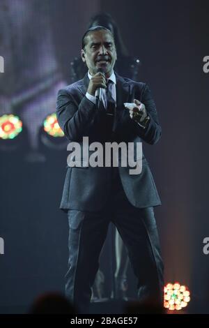 El cantante mexicano Alejandro Fernadez , durante su concierto en el MGM de las Vegas Nevada. 14 septembre 2014. Le chanteur mexicain Alejandro Fernadez, Banque D'Images