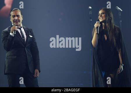 El cantante mexicano Alejandro Fernadez , durante su concierto en el MGM de las Vegas Nevada. 14 septembre 2014. Le chanteur mexicain Alejandro Fernadez, Banque D'Images