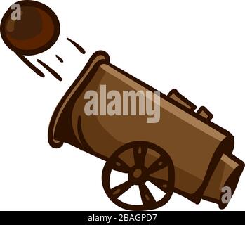 Cannon sur une roue, illustration, vecteur sur fond blanc Illustration de Vecteur