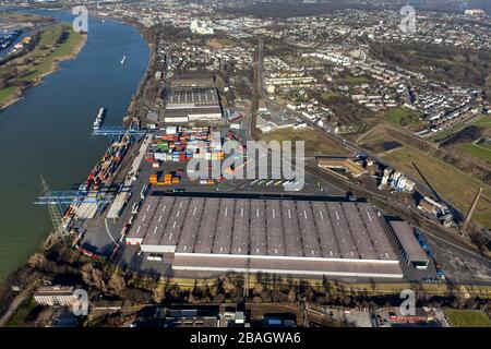 Terminal de conteneurs Rhein-Ruhr-terminal à Duisburg, 12.03.2015, vue aérienne, Allemagne, Rhénanie-du-Nord-Westphalie, région de la Ruhr, Duisburg Banque D'Images