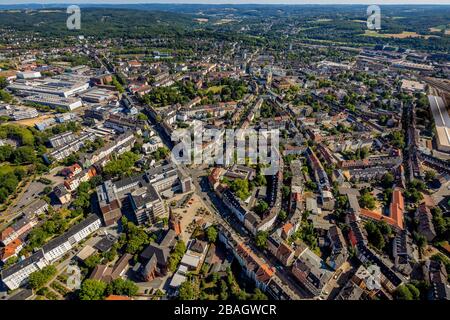Vue aérienne de Witten avec l'hôpital Marien, l'église St Marien et la place Marien, 22.07.2019, Allemagne, Rhénanie-du-Nord-Westphalie, région de la Ruhr, Witten Banque D'Images