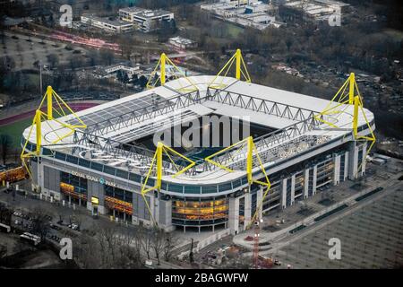 , stade Westfalenstadion de Dortmund BVB, 17.12.2013, vue aérienne, Allemagne, Rhénanie-du-Nord-Westphalie, région de la Ruhr, Dortmund Banque D'Images