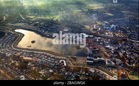 , lac artificiel Phoenix à Dortmund, 04.02.2015, vue aérienne, Allemagne, Rhénanie-du-Nord-Westphalie, région de la Ruhr, Dortmund Banque D'Images