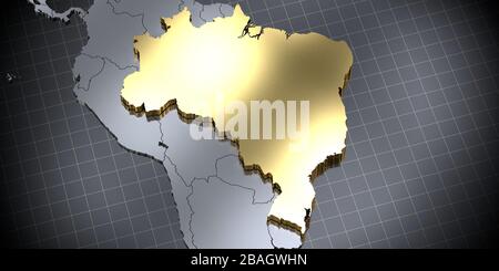 Brésil - forme du pays - illustration tridimensionnelle Banque D'Images
